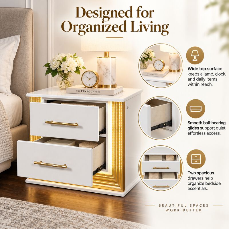 Trevolique 2-Drawer LED Nightstand image number 4
