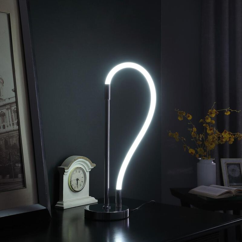 Hivvago 21" Silver Bedside Led Table Lamp