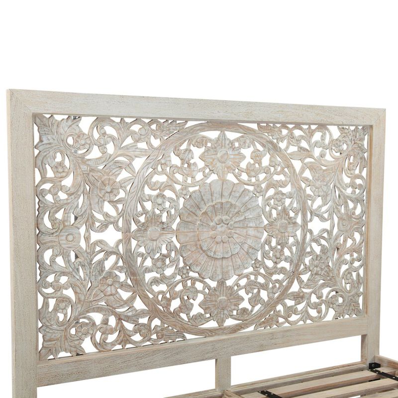 World Interiors Haveli King Bed in Carved Heirloom White image number 4