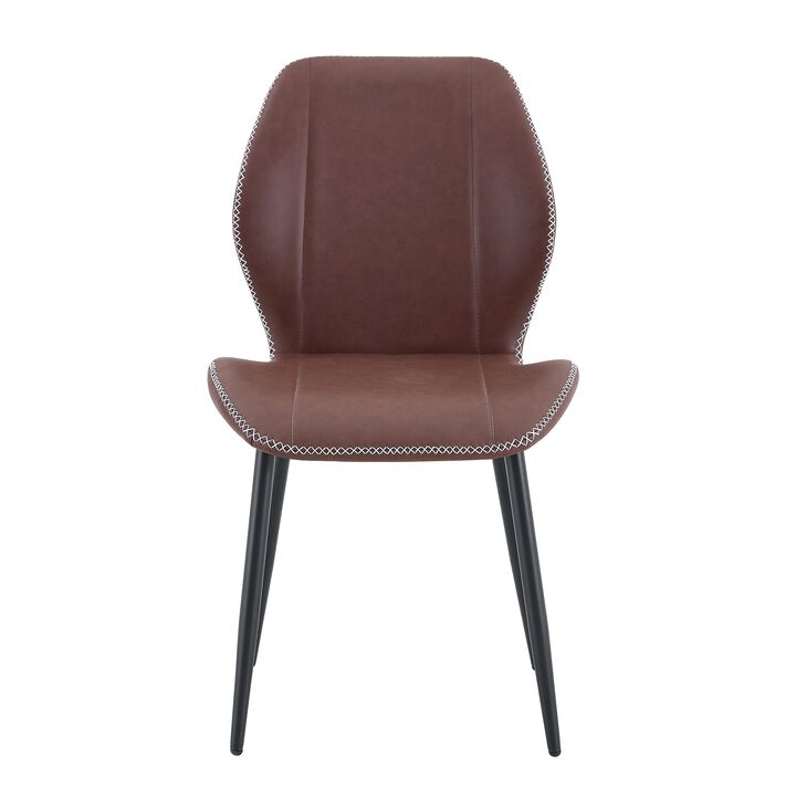 Whisen 4-Pack PU Leather Dining Chairs with Adjustable Feet, Metal Frame, Light Luxury Upholstered Chairs for Dining Room, Office, Study