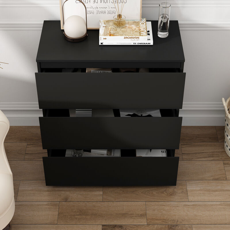 FUFU&GAGA 3-Drawer Modern Dresser with Sleek Design, Spacious Storage, (30.3" W x 15.7" D x 32.3" H), Black