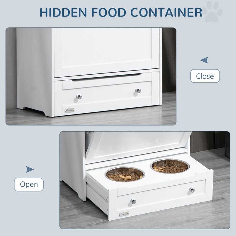 White Pet Station: Dog Feeding Cabinet with Food Storage image number 5
