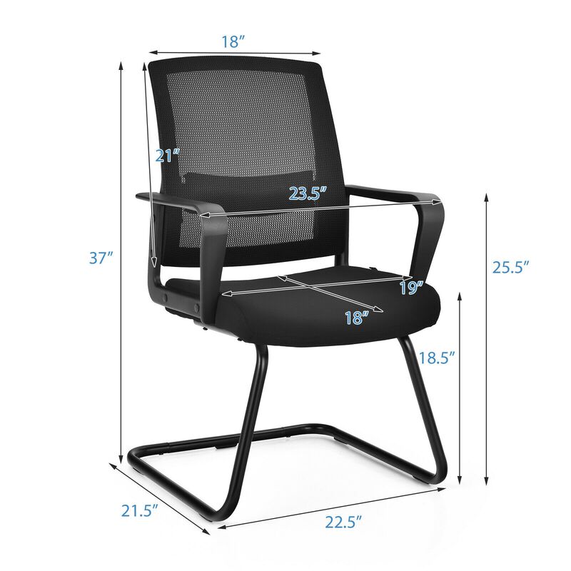 Set of 2 Conference Chairs with Lumbar Support-Black image number 6