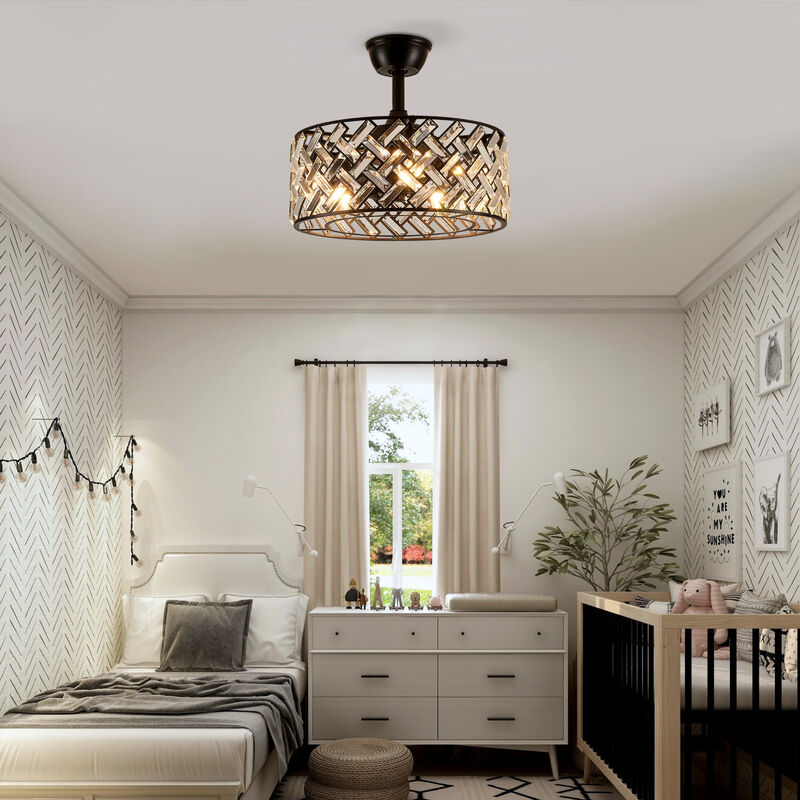 Crystal Cage Ceiling Fan with Remote Control and Quiet Reversible Motor image number 4