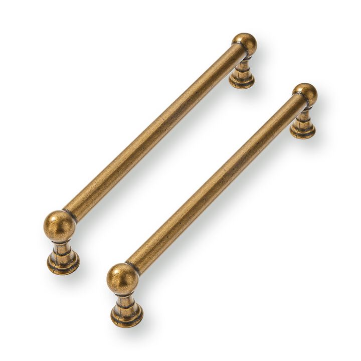CABDM 2 Pack 8 Inch Solid Kitchen Cabinet Handles Antique Brass Heavy Duty Cabinet Pulls Drawer Pulls Cabinet Hardware Kitchen H