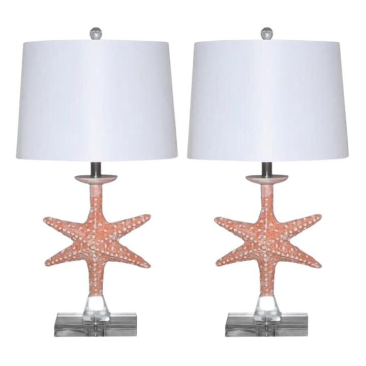 Lux Lighting Patrick 28 Orange Starfish/Crystal Base, (Set of 2)