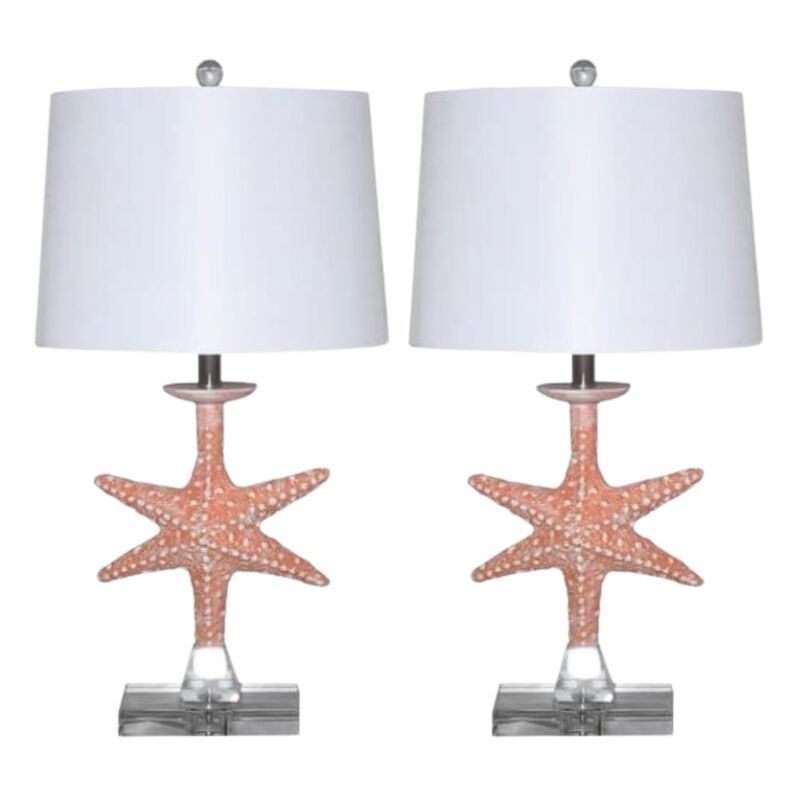 Lux Lighting Patrick 28 Orange Starfish/Crystal Base, (Set of 2)
