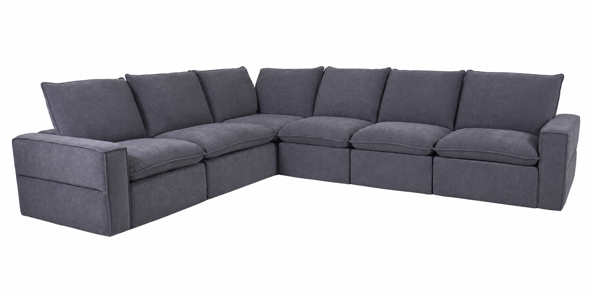 Warner Power Motion 6pc Sectional in Zinc