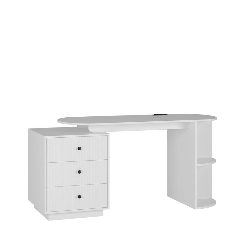 GOODSILO Expandable Modern Home Office Desk with Storage Drawers and Charging Station for Maximum Productivity image number 0