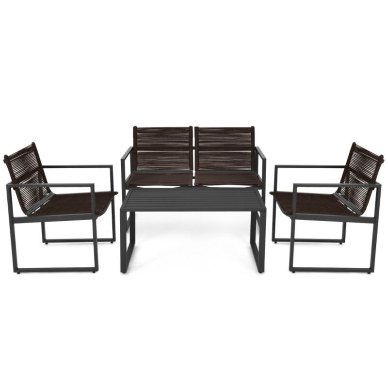 Hivvago 4 Pieces Patio Furniture Conversation Set with Sofa Loveseat