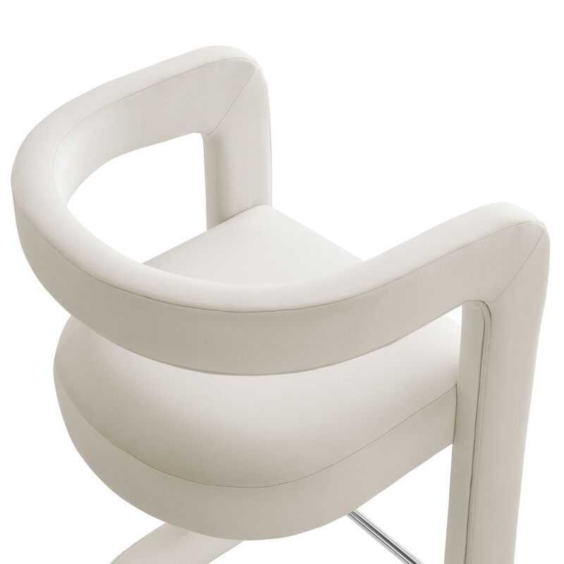 Modway Winslow Performance Velvet Bar Stool in Alabaster image number 8