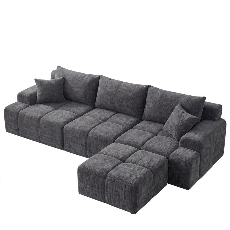Vipbear 122" L Shaped Modular Sectional Sofa with Ottoman Oversized Deep Seat Comfy Chenille Fabric image number 0