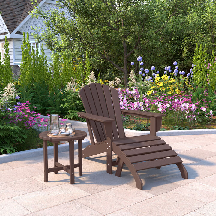 WestinTrends Outdoor Adirondack Chair With Ottoman And Side Table 3-Piece Set