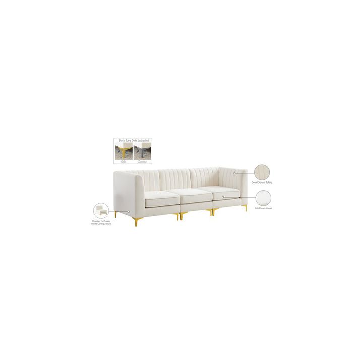 Meridian Furniture Alina Cream Velvet Modular Sofa