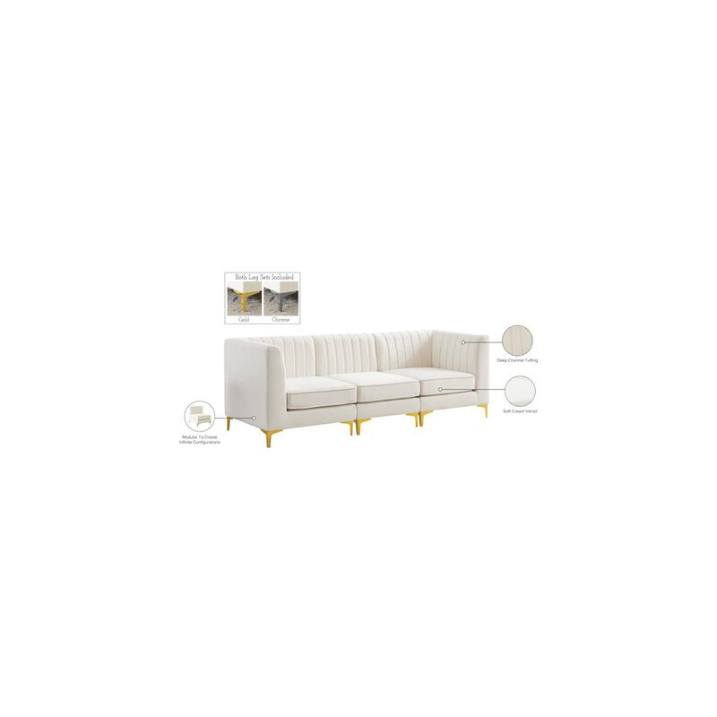 Meridian Furniture Alina Cream Velvet Modular Sofa
