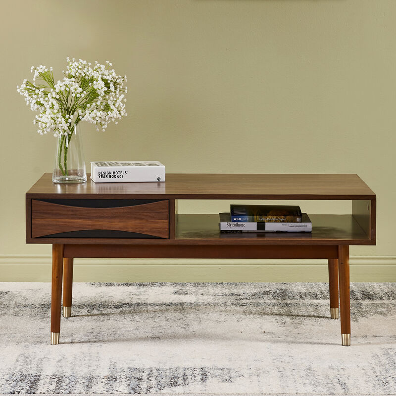 Dawson Modern Coffee Table with Storage, Walnut image number 5