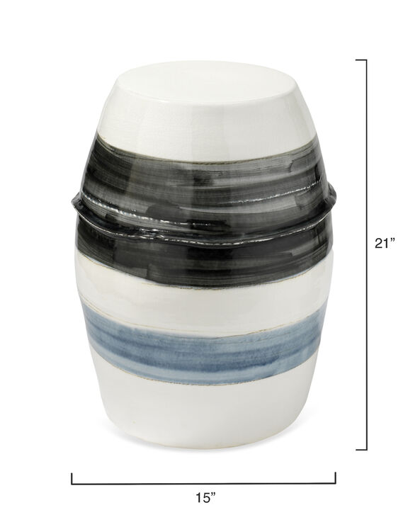 Horizon Striped Ceramic Side Table