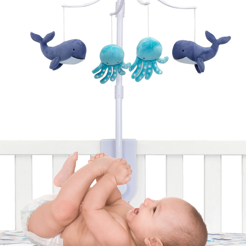 Bedtime Originals Whales Tale Blue Whale/Octopus Musical Baby Crib Mobile Toy