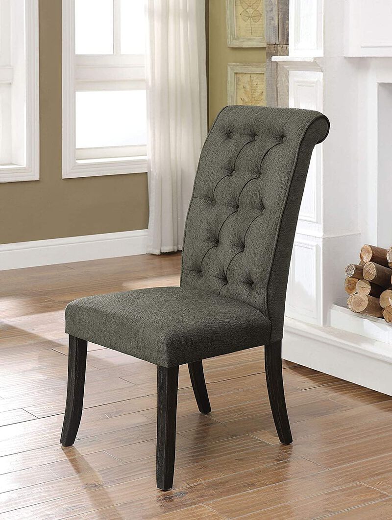 Streamdale Gray Fabric Tufted Dining Chairs Set
