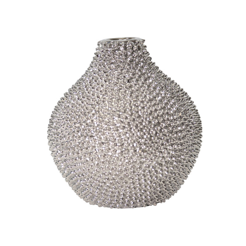 Silver Spiked Ceramic Vase 10" image number 0