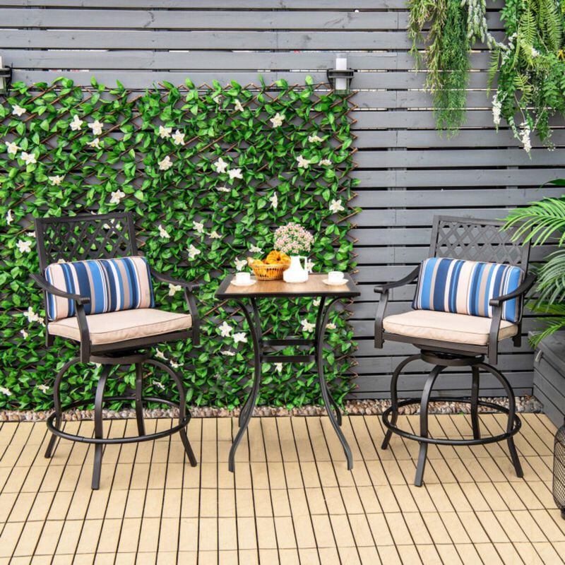 Hivvago Set of 2 Outdoor Bar Height Chair with Soft Cushions