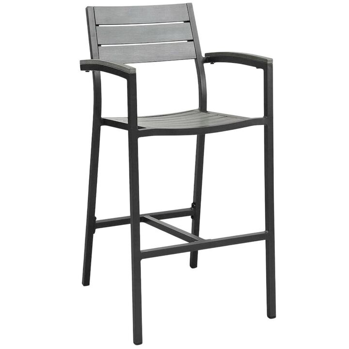 Outdoor Bar Stool Set with Aluminum Finish, Armrest & Backrest Comfort