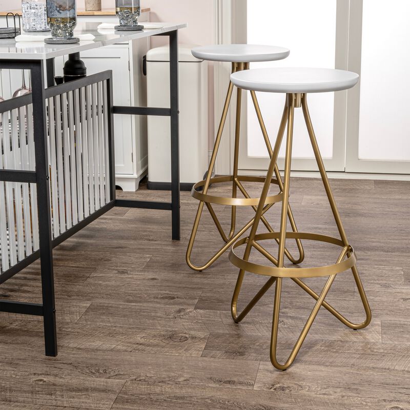 Spiroa 30" Modern Industrial Metal Backless Circular Bar Stool