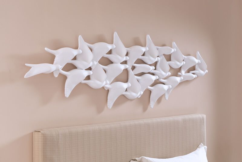 Flock of Birds Wall Art in Matte White