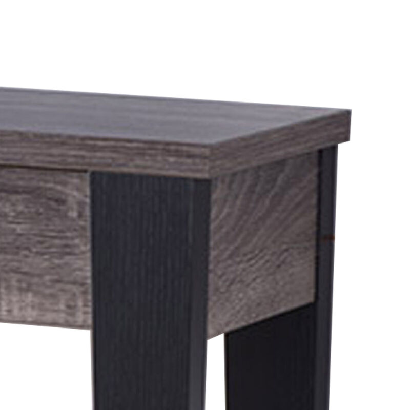 Wooden Console Table With Bottom Shelf, Black And Gray