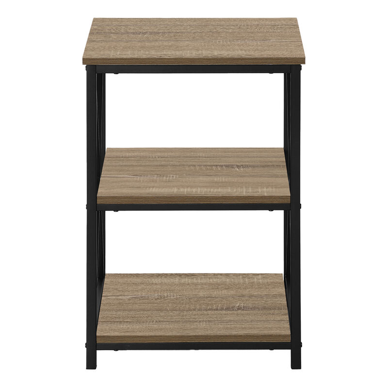 Monarch Specialties I 3597 Accent Table, Side, End, Nightstand, Lamp, Living Room, Bedroom, Metal, Laminate, Brown, Black, Contemporary, Modern