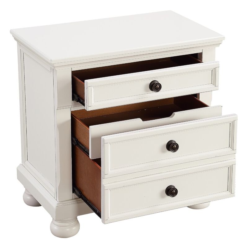 Queen Size Bedroom Set, White Finish, Storage Bed with Drawers, 3-Piece Set with Bed and Two Nightstands image number 5
