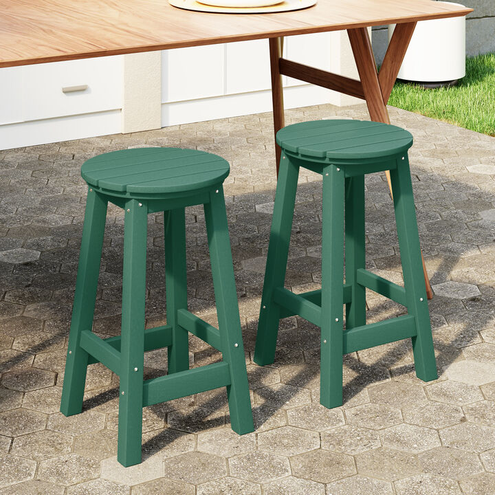 WestinTrends 24" HDPE Outdoor Patio Round Counter Height Bar Stool Set of 2