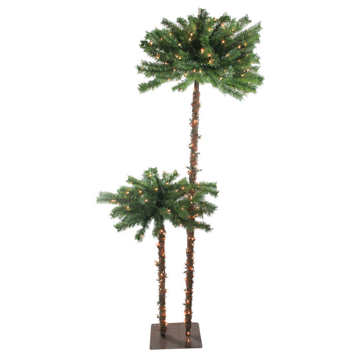 6' Pre-Lit Tropical Palm Tree Artificial Christmas Tree - Clear Lights