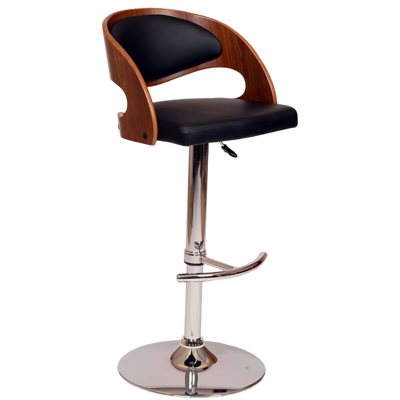 Faux Leather Swivel Bar Chair with Chrome Base and Adjustable Height