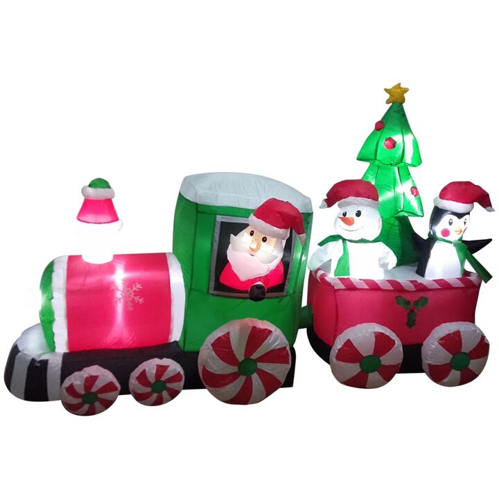 Northlight  8 ft. Inflatable Train with Santa & Friends Christmas Outdoor Decoration