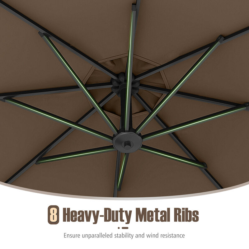 Offset Hanging Patio Umbrella with Base &ndash; Tilt Function Cantilever Design