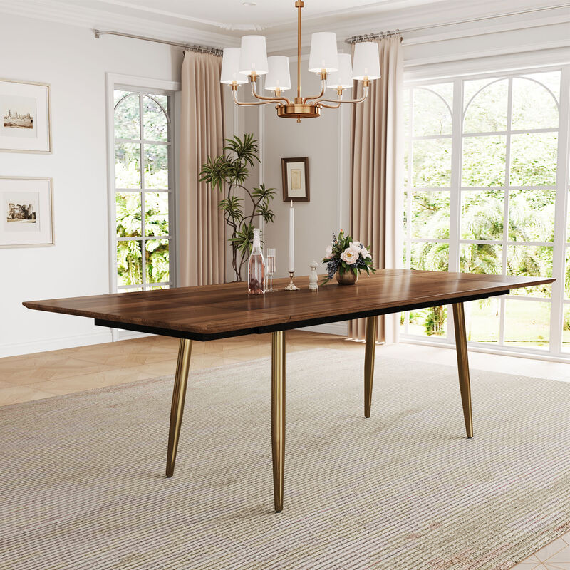 Extendable Dining Table, Seats 6-10, 62.9-94.4" Walnut