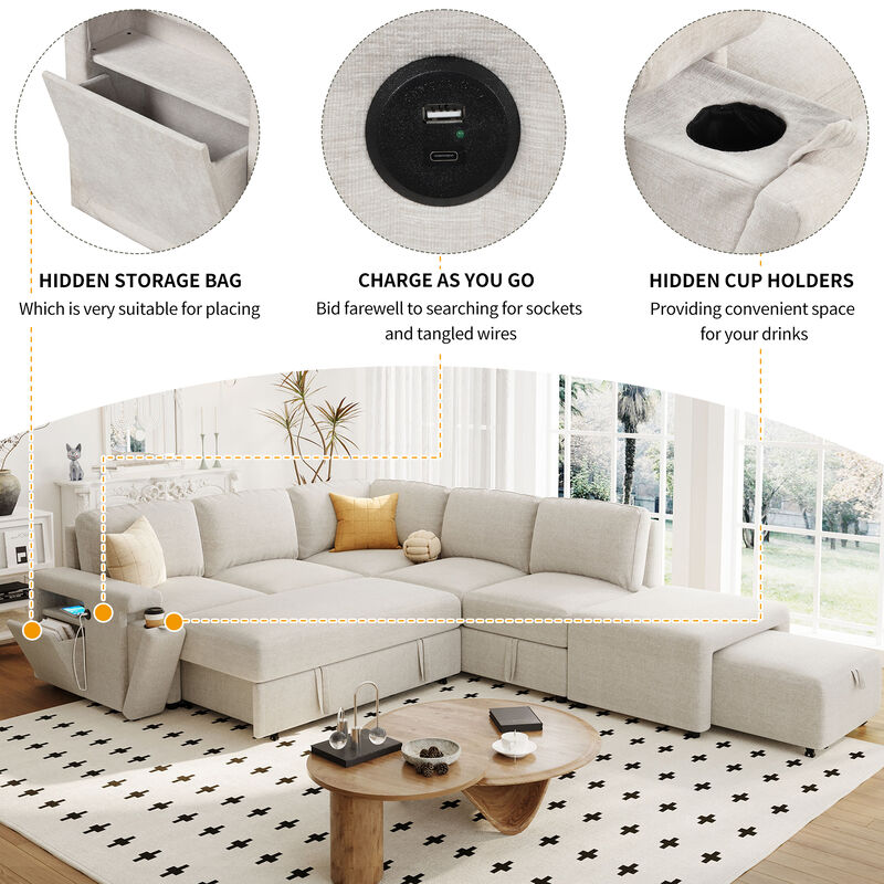 Merax  L-shaped Padded Modular Sofa with Storage