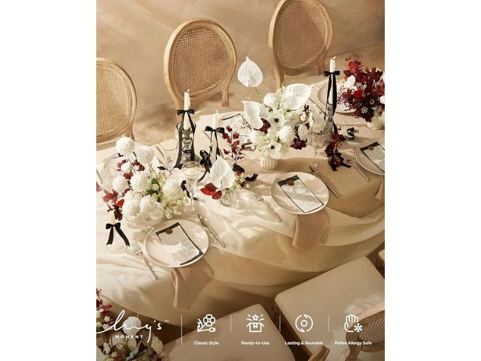 8 Piece White Artificial Greenery Stems Wedding Centerpiece Decor