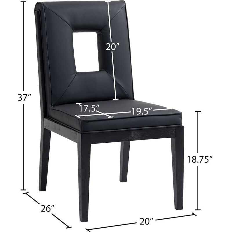 Meridian Furniture Gwendolyn Black Vegan Leather Dining Side Chair, Set of 2