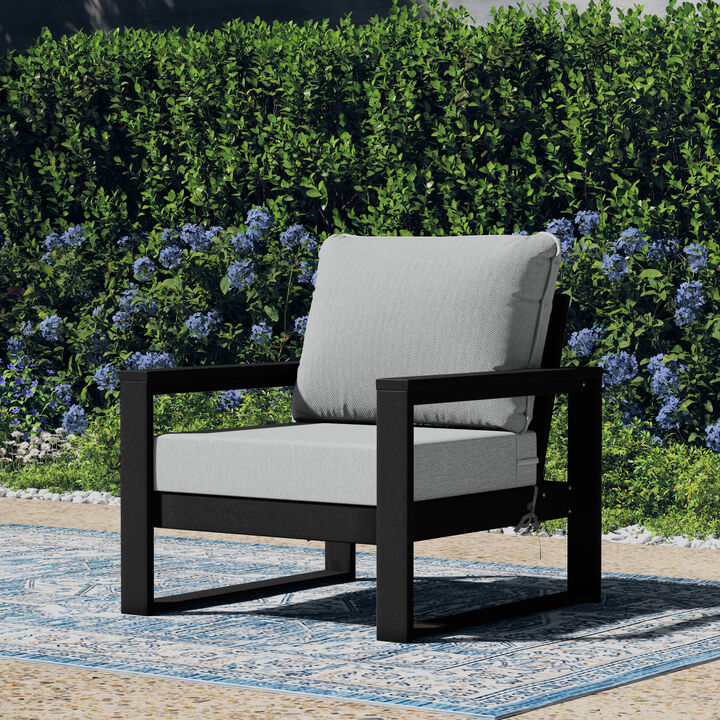 WestinTrends Outdoor Modern HDPE Patio Club Chair with Waterproof Deep Seat Cushions