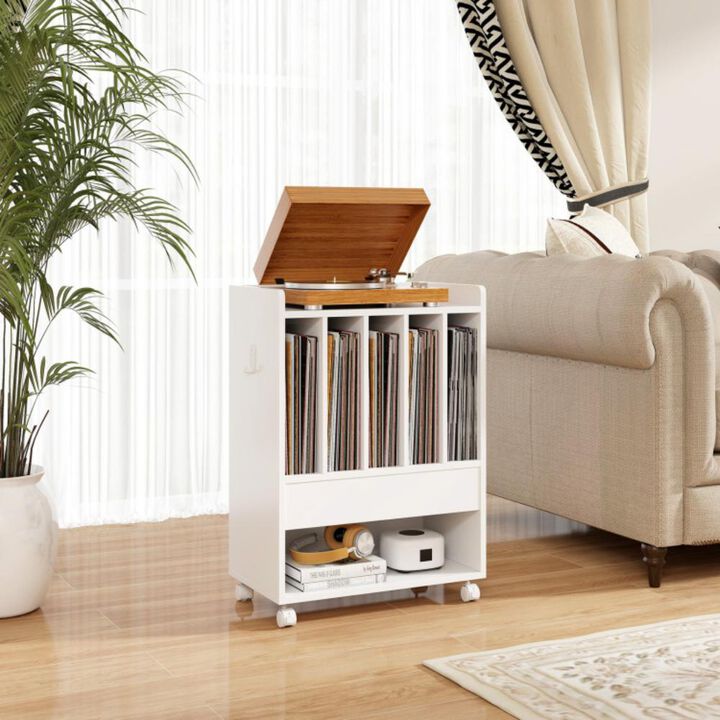 Hivvago Record Rolling Turntable Player Stand with Drawer