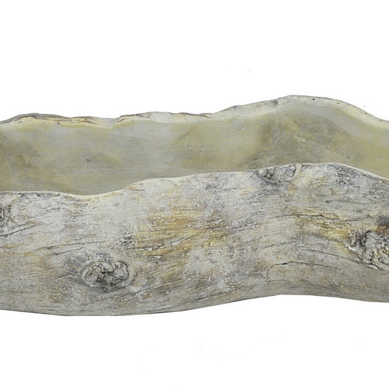 Decorative Faux Log Planter, Driftwood Style Terracotta, 13 Inch Gray image number 5