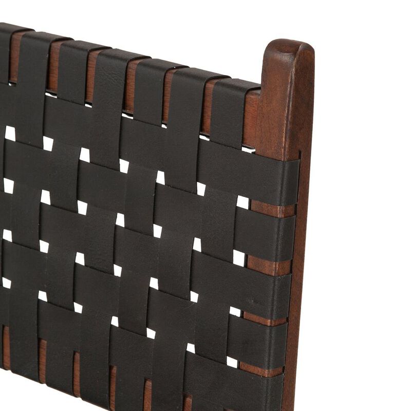 World Interiors Lisbon Dining Chair in Black Leather with Royal Brown Finish