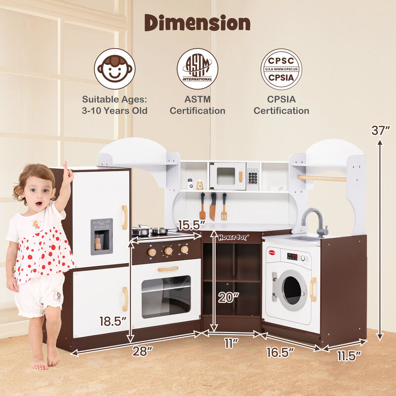 Kids Toddler Kitchen Playset with Ice Maker, Microwave, Oven, Sink & Washing Machine &ndash; 3+