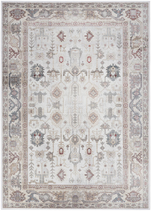 HomeRoots Floral Distressed Non Skid Area Rug