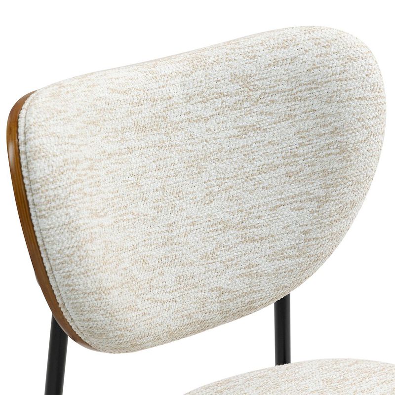 Glamour Home Set of 2 Bethel Beige Washed Woven Fabric Dining Chair with Black Metal Legs