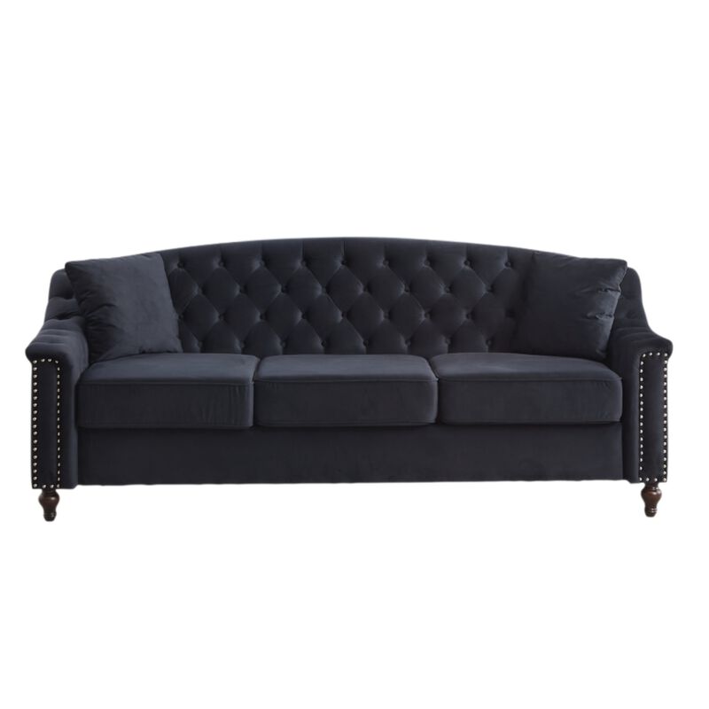 Snump 82" Velvet Chesterfield Sofa image number 0