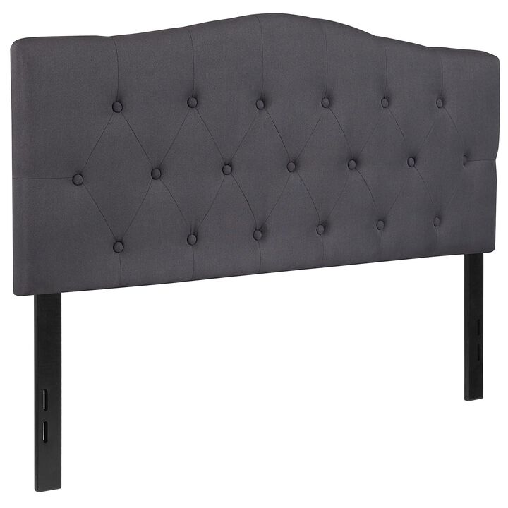 Flash Furniture Cambridge Tufted Upholstered Full Size Headboard in Dark Gray Fabric
