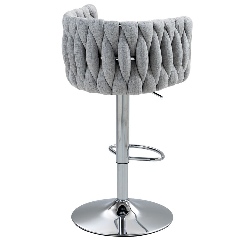Streamdale 360 Swivel Bar Stools with Woven Back & Footrest (Set Of 2)